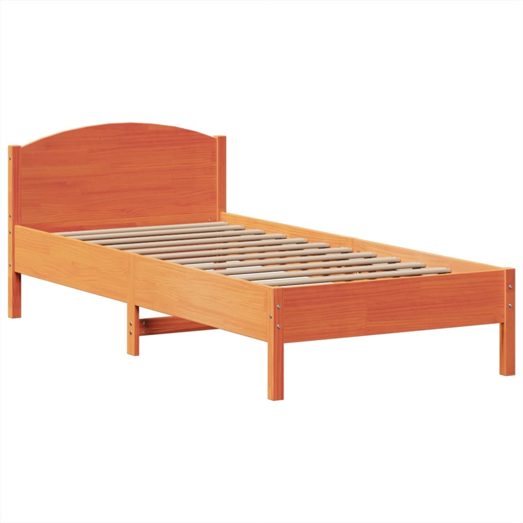 vidaXL Bookcase Bed without Mattress Wax Brown 100x200cm Solid Wood Pine