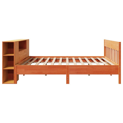 vidaXL Bookcase Bed without Mattress Wax Brown 200x200cm Solid Wood Pine
