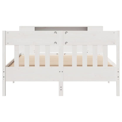 vidaXL Bookcase Bed without Mattress White 160x200cm Solid Wood Pine