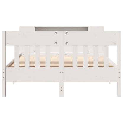 vidaXL Bookcase Bed without Mattress White 150x200 cm King Size Solid Wood Pine