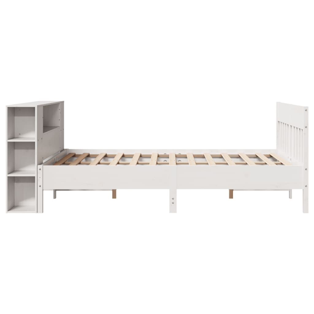 vidaXL Bookcase Bed without Mattress White 150x200 cm King Size Solid Wood Pine