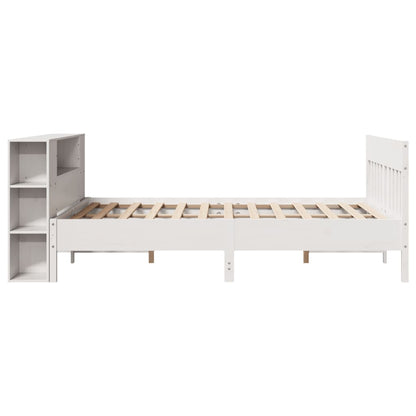 vidaXL Bookcase Bed without Mattress White 150x200 cm King Size Solid Wood Pine