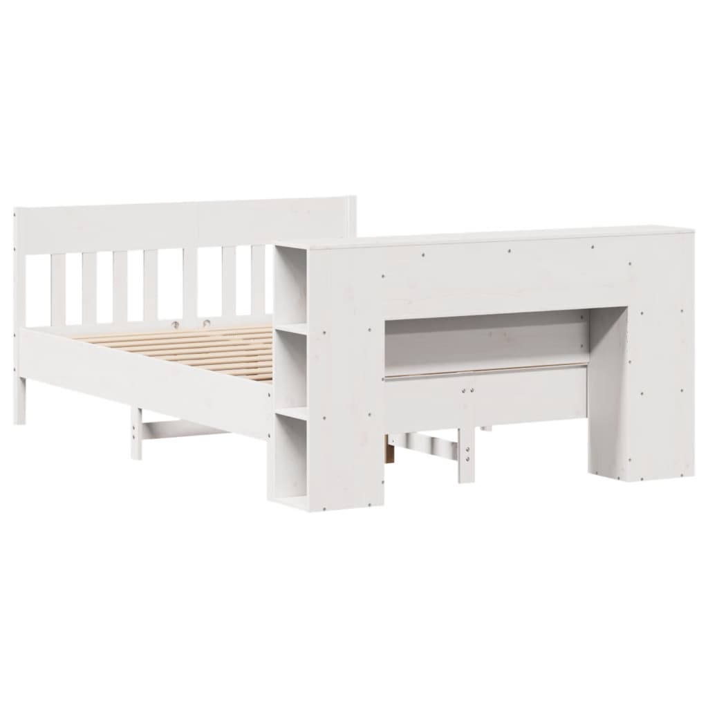 vidaXL Bookcase Bed without Mattress White 150x200 cm King Size Solid Wood Pine