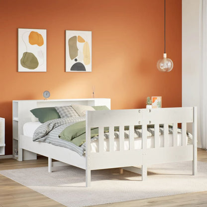 vidaXL Bookcase Bed without Mattress White 150x200 cm King Size Solid Wood Pine