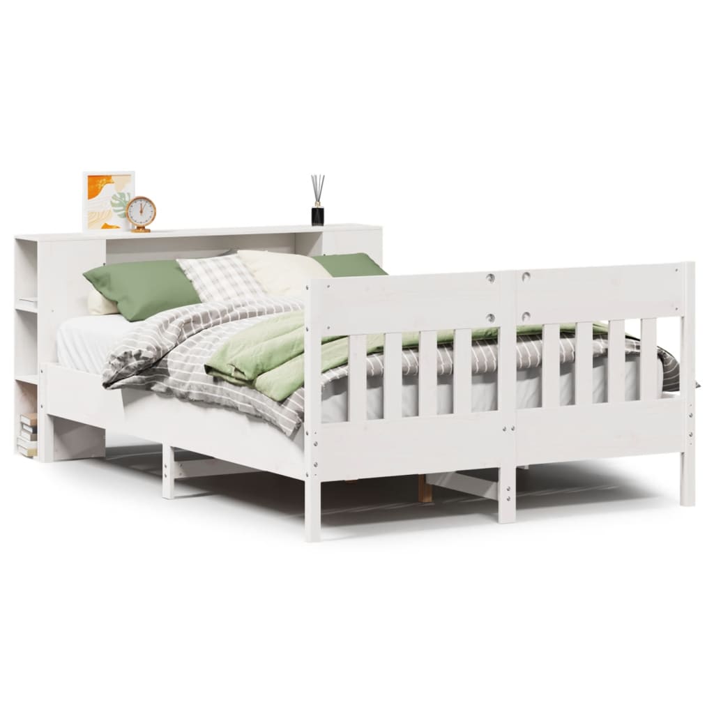 vidaXL Bookcase Bed without Mattress White 140x200cm Solid Wood Pine