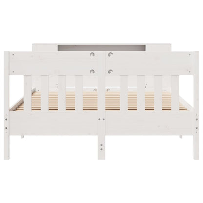 vidaXL Bookcase Bed without Mattress White 140x200cm Solid Wood Pine