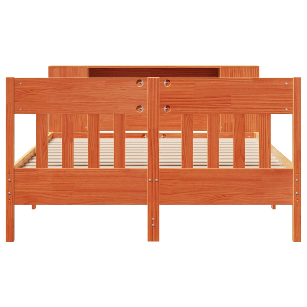 vidaXL Bookcase Bed without Mattress Wax Brown 140x200cm Solid Wood Pine