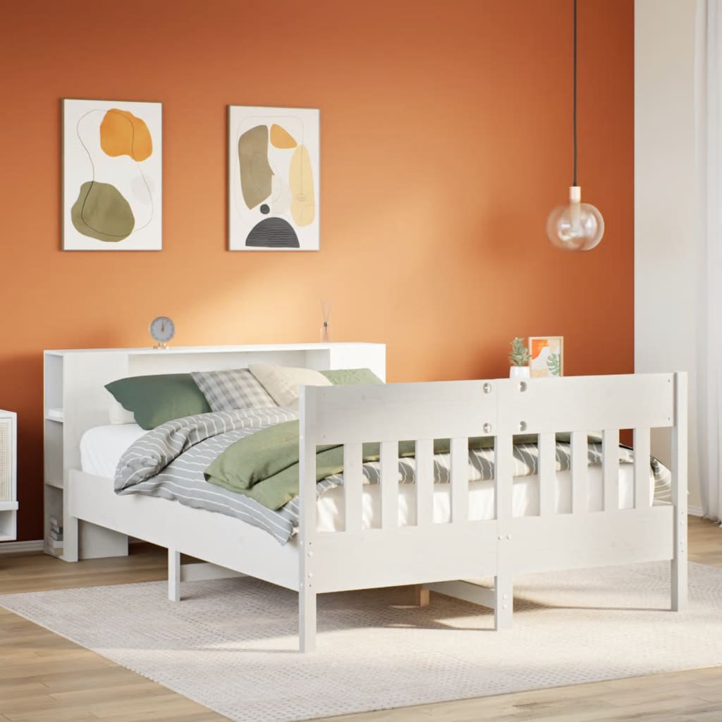 vidaXL Bookcase Bed without Mattress White 140x190cm Solid Wood Pine