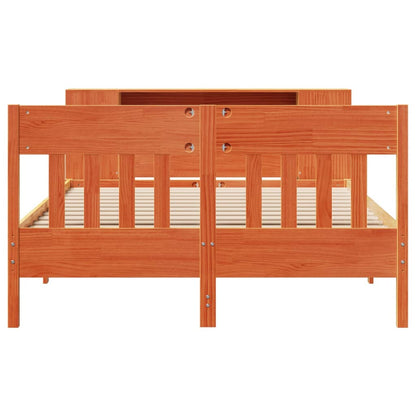vidaXL Bookcase Bed without Mattress Wax Brown 140x190cm Solid Wood Pine