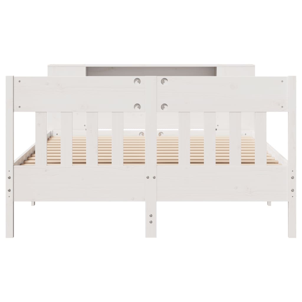 vidaXL Bookcase Bed without Mattress White 135x190 cm Double Solid Wood Pine