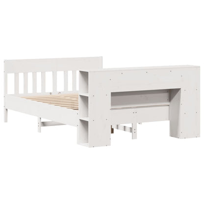 vidaXL Bookcase Bed without Mattress White 135x190 cm Double Solid Wood Pine