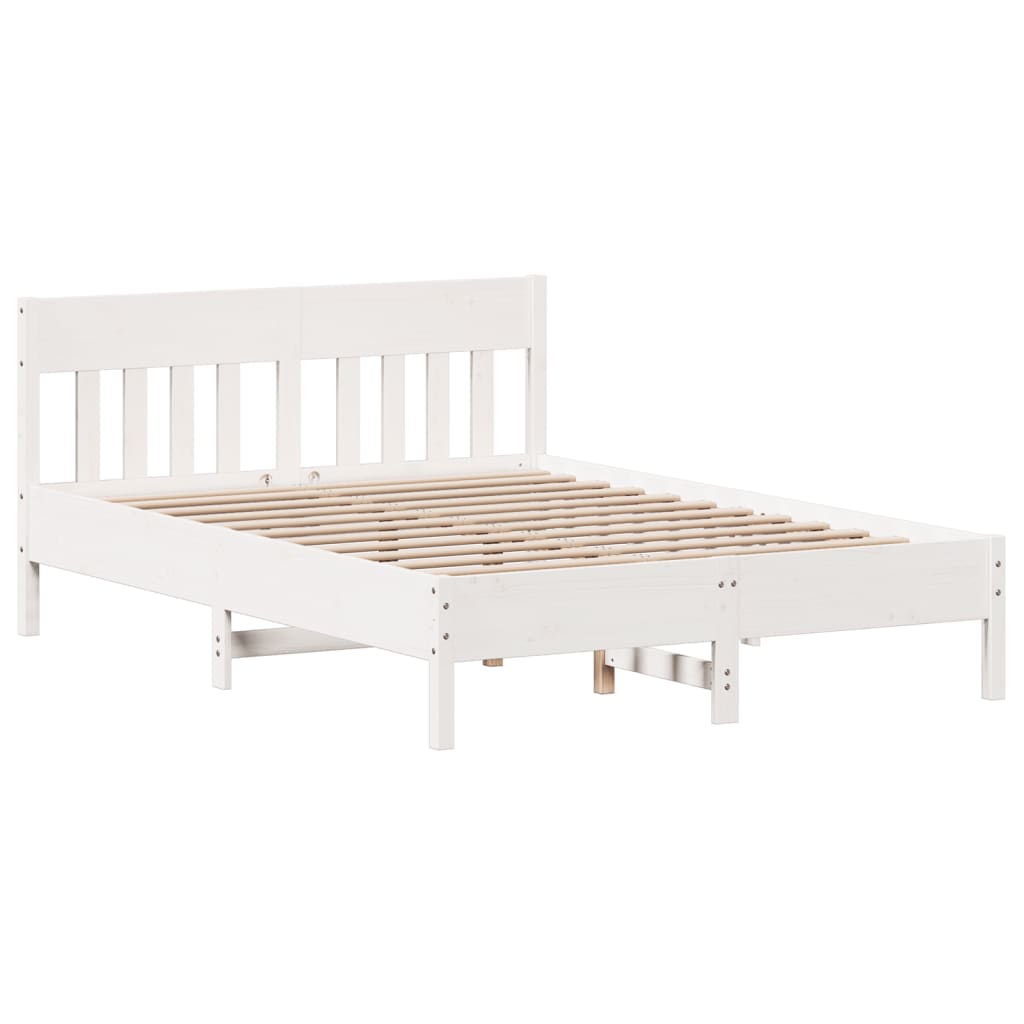 vidaXL Bookcase Bed without Mattress White 135x190 cm Double Solid Wood Pine