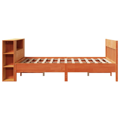 vidaXL Bookcase Bed without Mattress Wax Brown 135x190 cm Double Solid Wood Pine