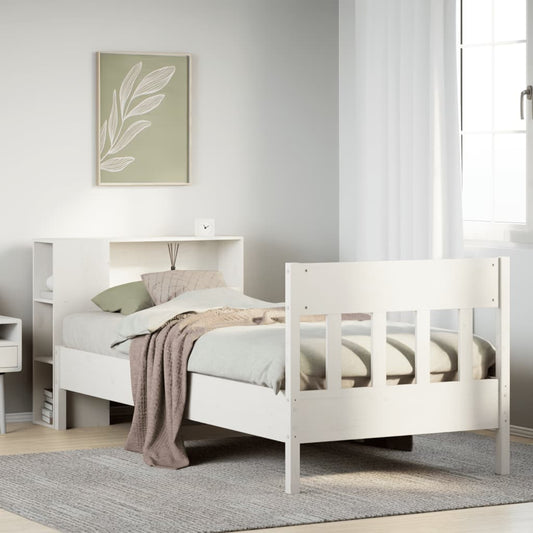 vidaXL Bookcase Bed without Mattress White 75x190 cm Small Single Solid Wood Pine