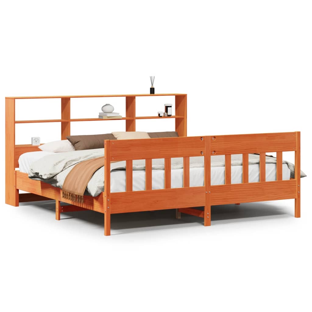 vidaXL Bed Frame without Mattress Wax Brown 180x200 cm Super King Solid Wood Pine