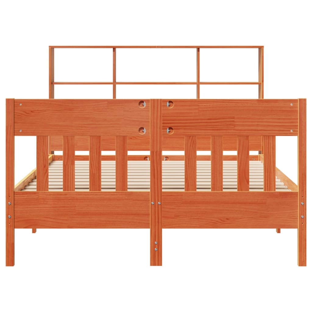 vidaXL Bed Frame without Mattress Wax Brown 135x190 cm Double Solid Wood Pine