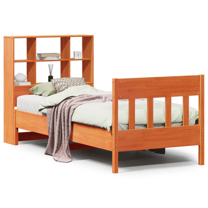 vidaXL Bed Frame without Mattress Wax Brown 75x190 cm Small Single Solid Wood Pine