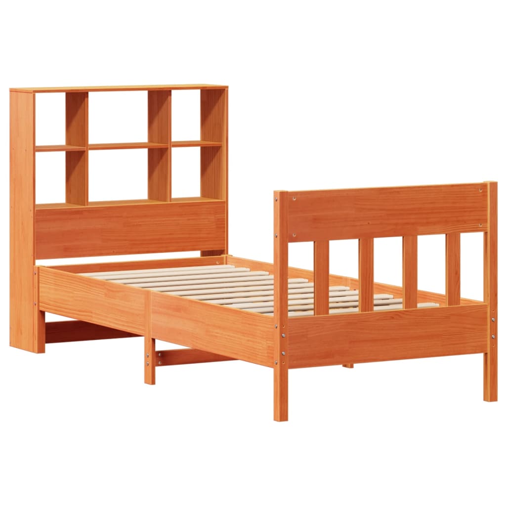 vidaXL Bed Frame without Mattress Wax Brown 75x190 cm Small Single Solid Wood Pine