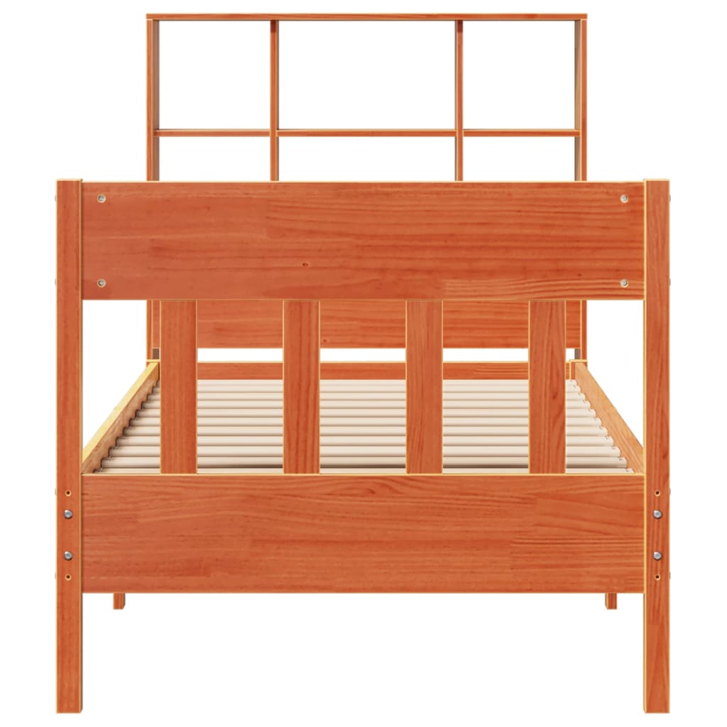 vidaXL Bed Frame without Mattress Wax Brown 75x190 cm Small Single Solid Wood Pine