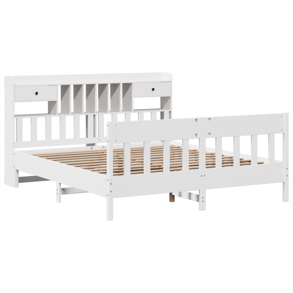 vidaXL Bed Frame without Mattress White 180x200 cm Super King Solid Wood Pine