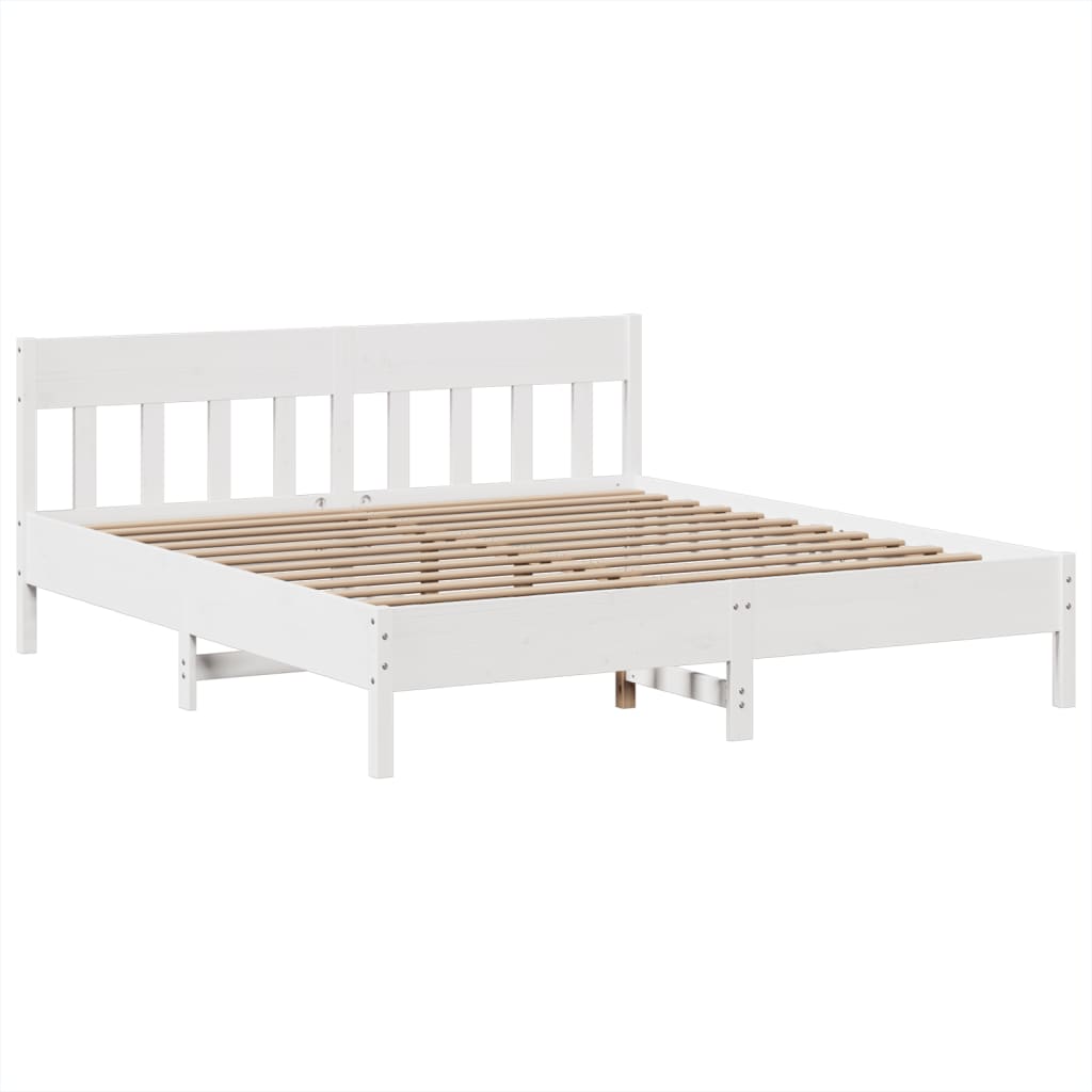 vidaXL Bed Frame without Mattress White 180x200 cm Super King Solid Wood Pine