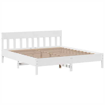 vidaXL Bed Frame without Mattress White 180x200 cm Super King Solid Wood Pine