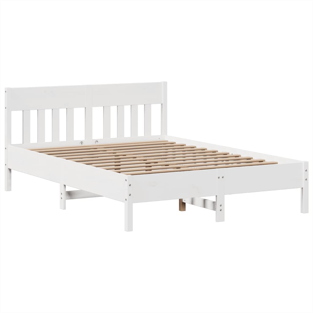 vidaXL Bed Frame without Mattress White 150x200 cm King Size Solid Wood Pine