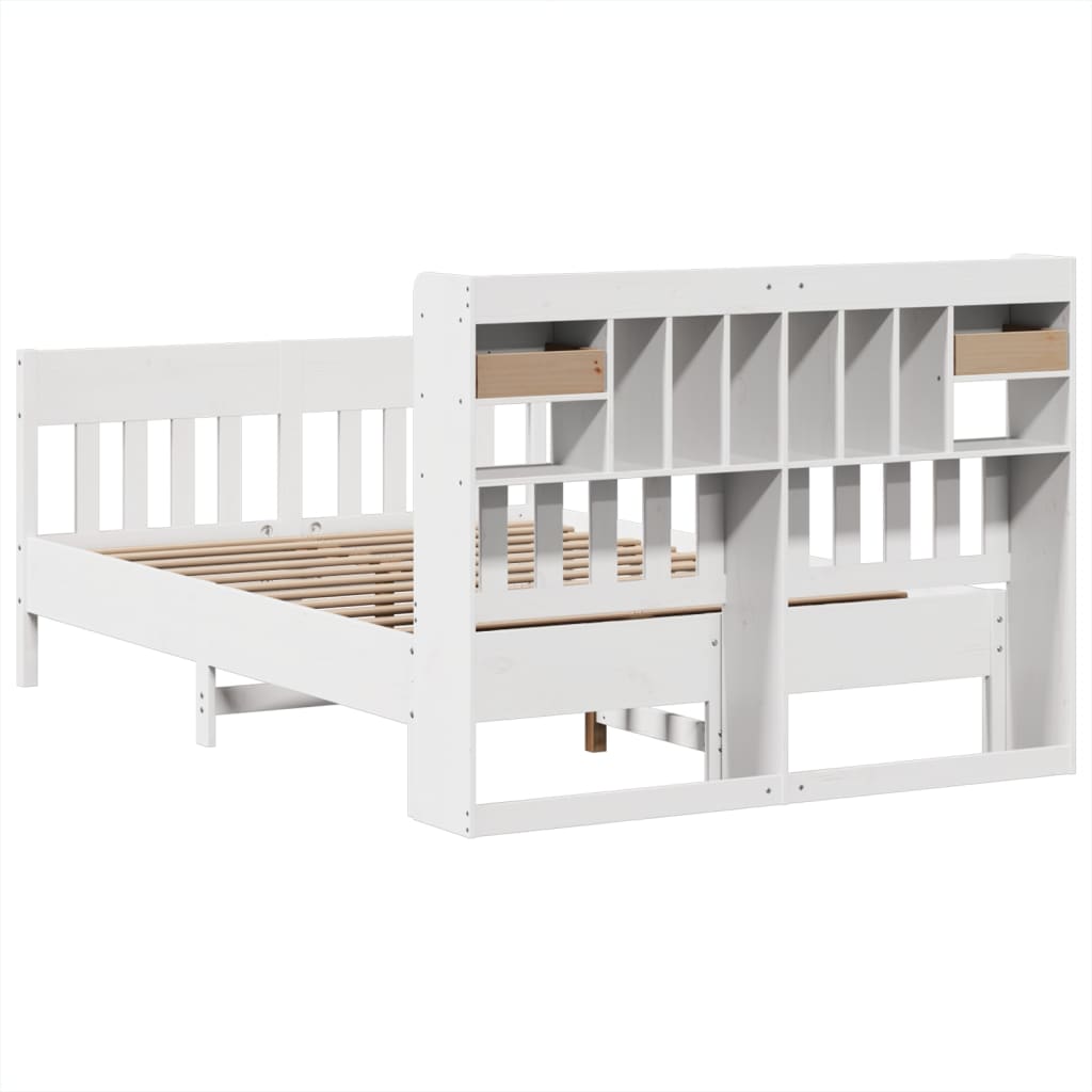 vidaXL Bed Frame without Mattress White 150x200 cm King Size Solid Wood Pine