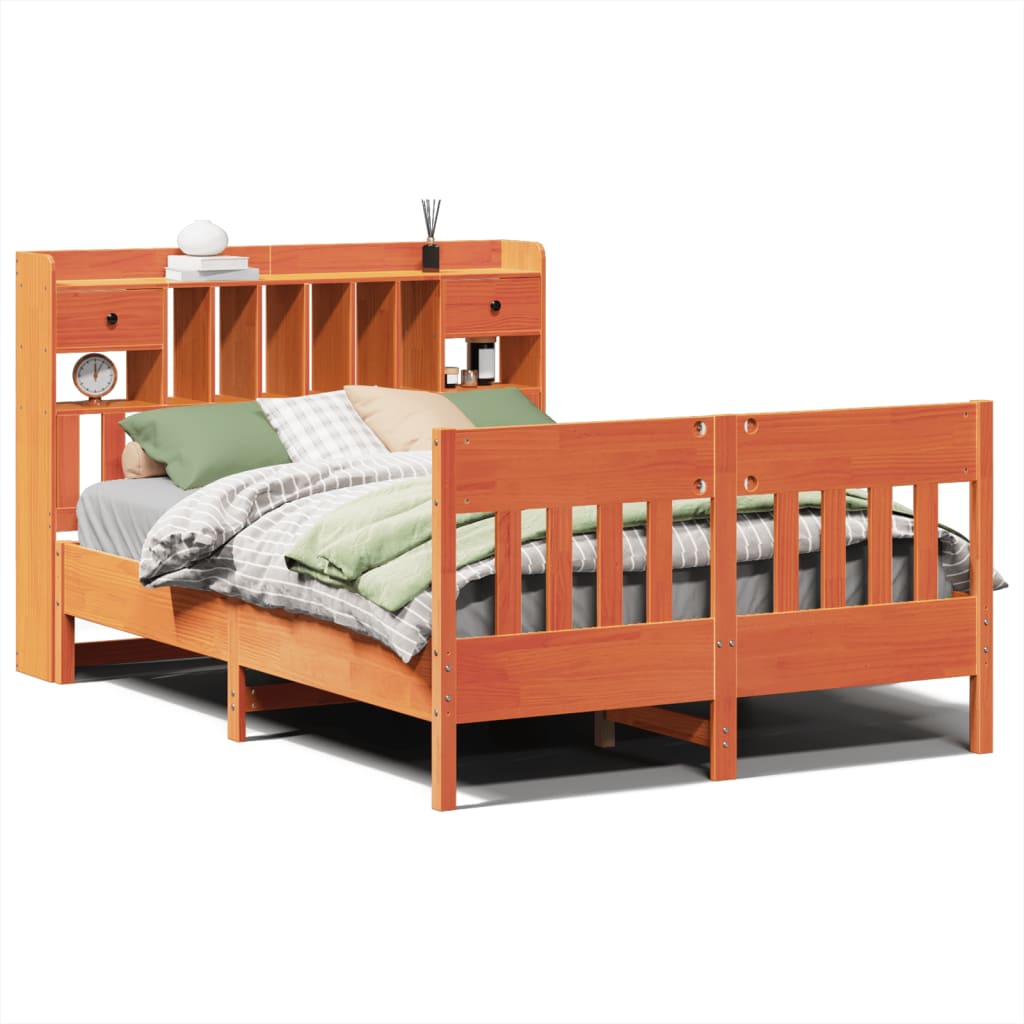 vidaXL Bed Frame without Mattress Wax Brown 150x200 cm King Size Solid Wood Pine