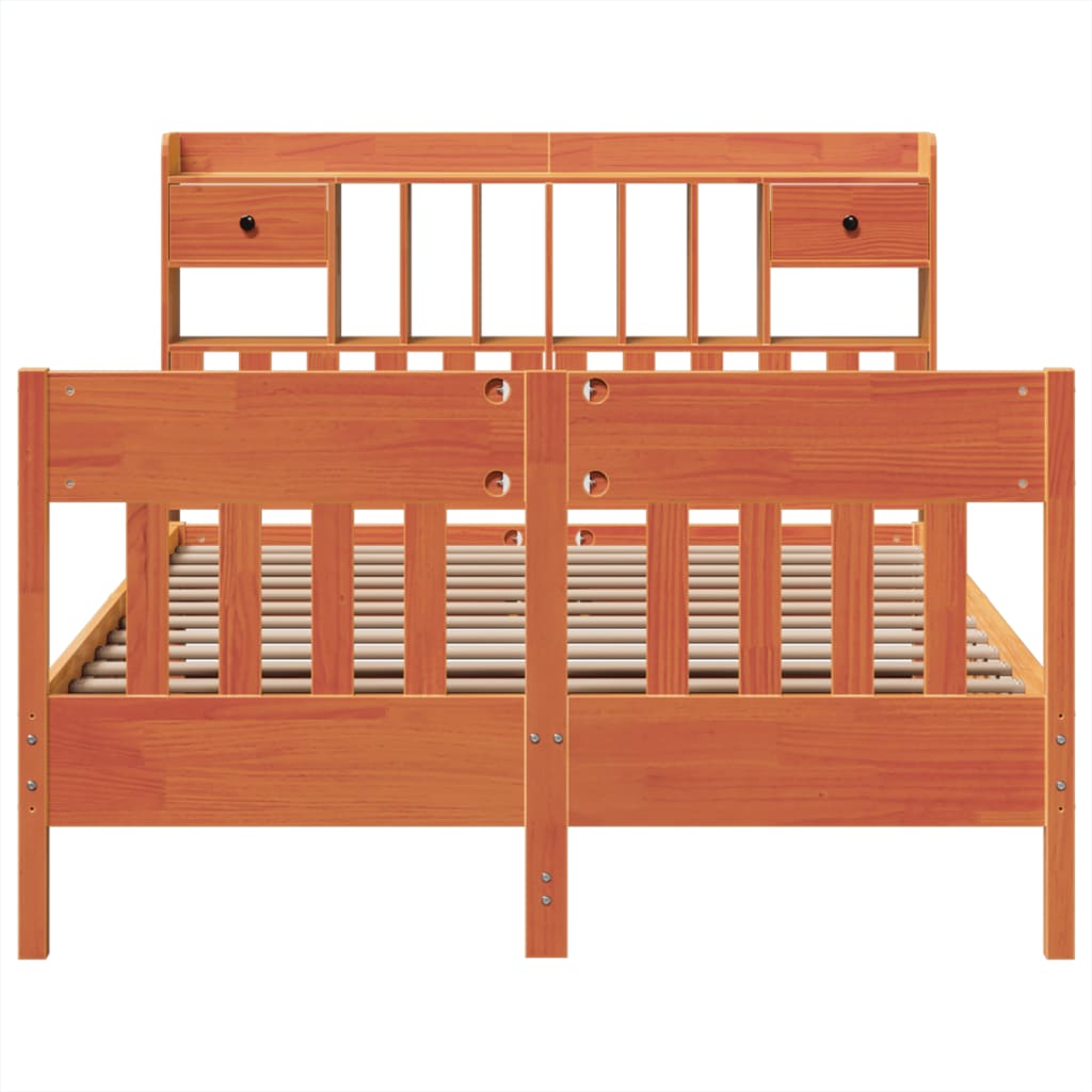 vidaXL Bed Frame without Mattress Wax Brown 150x200 cm King Size Solid Wood Pine