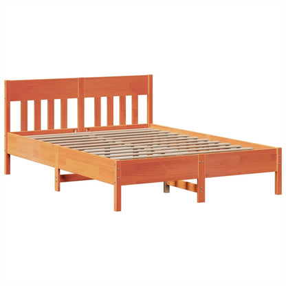 vidaXL Bed Frame without Mattress Wax Brown 150x200 cm King Size Solid Wood Pine