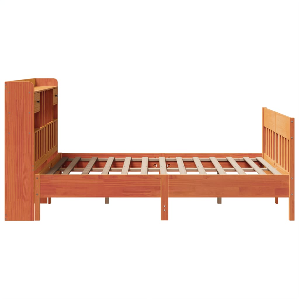 vidaXL Bed Frame without Mattress Wax Brown 150x200 cm King Size Solid Wood Pine
