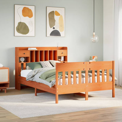 vidaXL Bed Frame without Mattress Wax Brown 150x200 cm King Size Solid Wood Pine