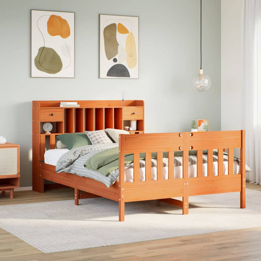 vidaXL Bed Frame without Mattress Wax Brown 150x200 cm King Size Solid Wood Pine