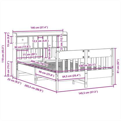 vidaXL Bed Frame without Mattress 140x200 cm Solid Wood Pine