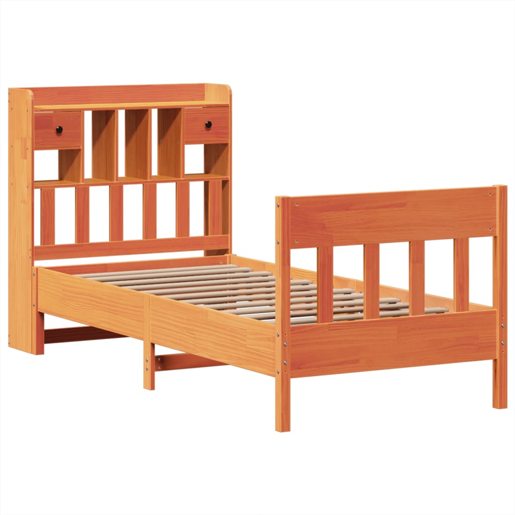 vidaXL Bed Frame without Mattress Wax Brown 100x200 cm Solid Wood Pine