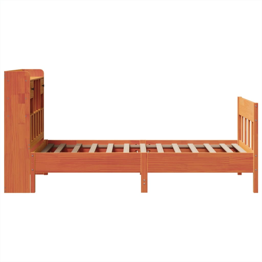 vidaXL Bed Frame without Mattress Wax Brown 100x200 cm Solid Wood Pine