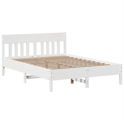vidaXL Bed Frame without Mattress White 140x190 cm Solid Wood Pine