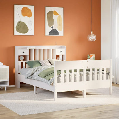 vidaXL Bed Frame without Mattress White 140x190 cm Solid Wood Pine