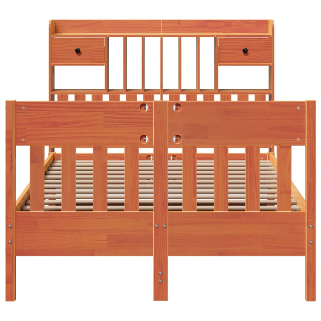 vidaXL Bed Frame without Mattress Wax Brown 135x190 cm Solid Wood Pine