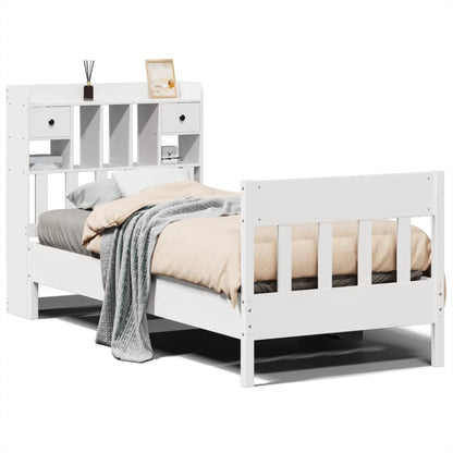 vidaXL Bed Frame without Mattress White 75x190 cm Small Single Solid Wood Pine