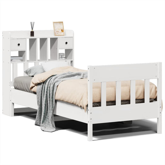 vidaXL Bed Frame without Mattress White 75x190 cm Small Single Solid Wood Pine