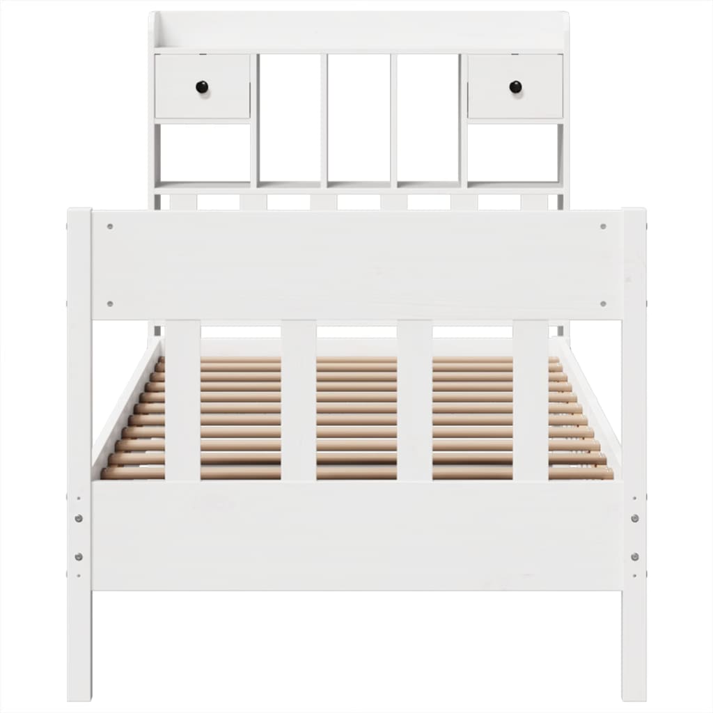 vidaXL Bed Frame without Mattress White 75x190 cm Small Single Solid Wood Pine