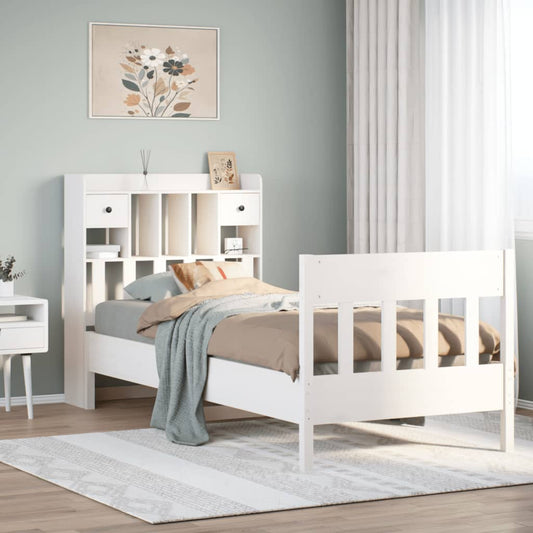 vidaXL Bed Frame without Mattress White 75x190 cm Small Single Solid Wood Pine