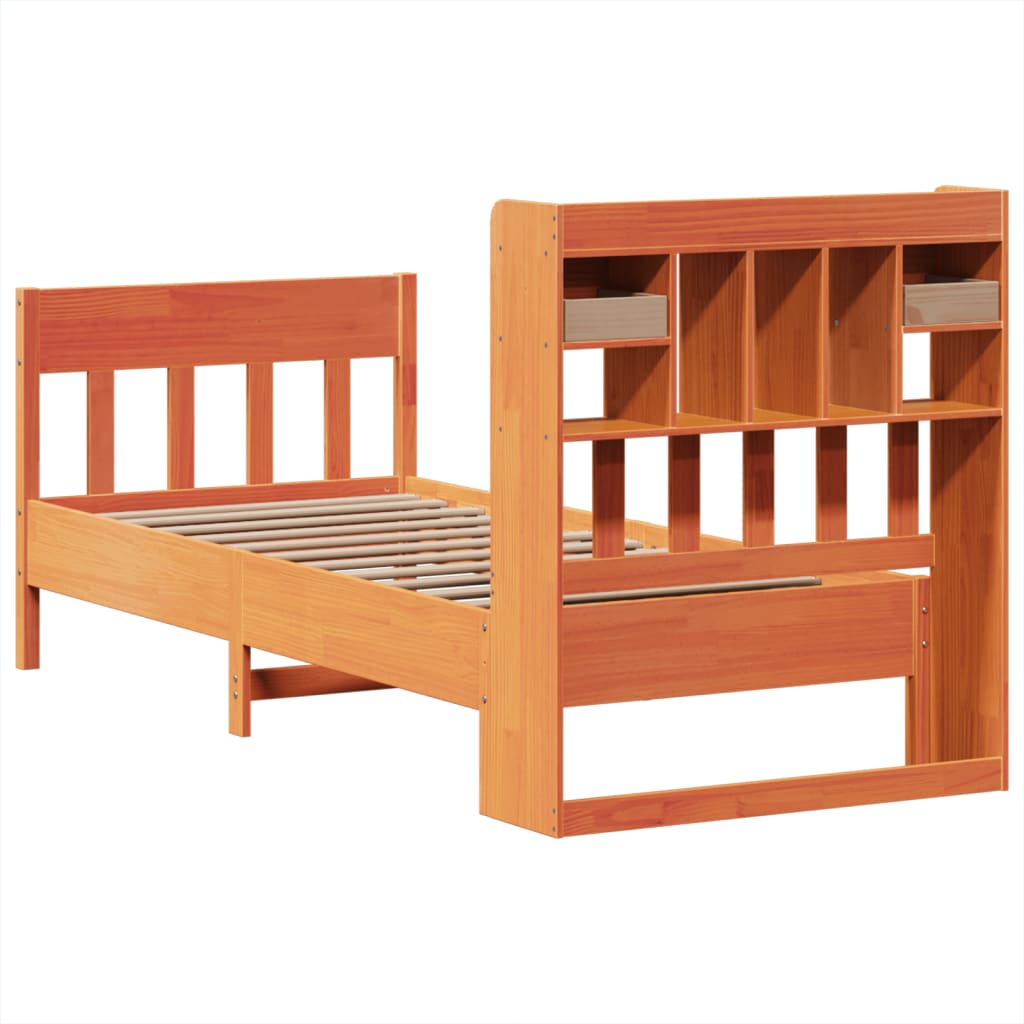 vidaXL Bed Frame without Mattress Wax Brown 75x190 cm Small Single Solid Wood Pine
