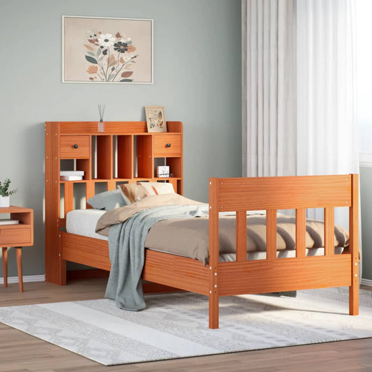 vidaXL Bed Frame without Mattress Wax Brown 75x190 cm Small Single Solid Wood Pine
