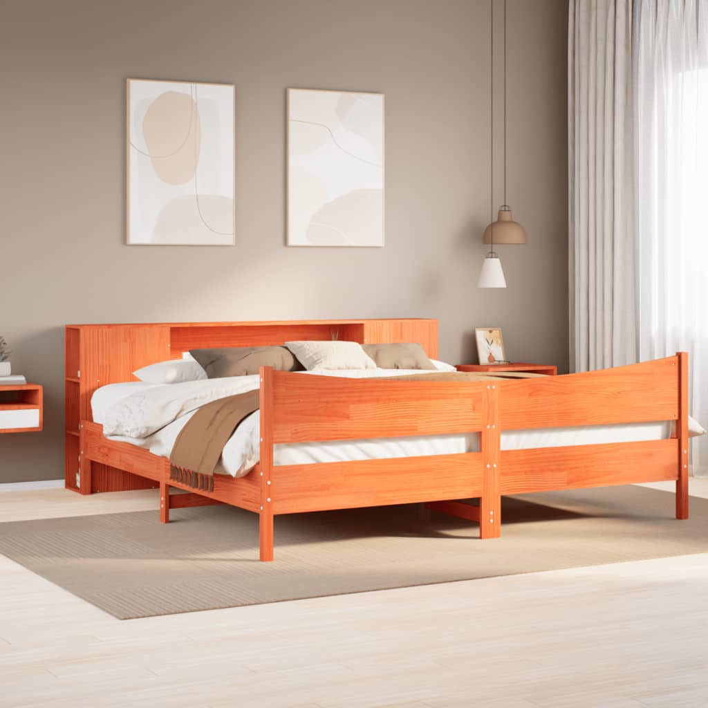 vidaXL Bed Frame without Mattress Wax Brown 200x200 cm Solid Wood Pine