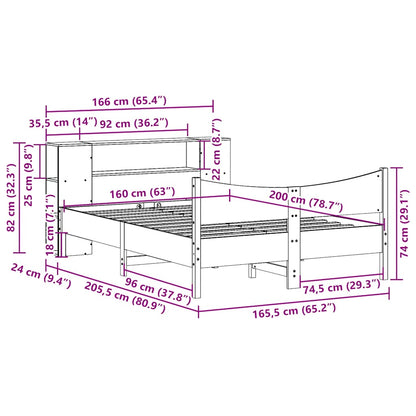 vidaXL Bed Frame without Mattress 160x200 cm Solid Wood Pine