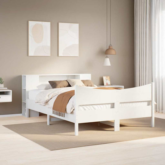 vidaXL Bed Frame without Mattress White 150x200 cm King Size Solid Wood Pine