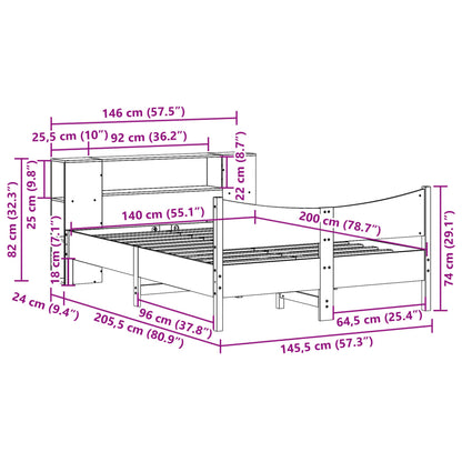 vidaXL Bed Frame without Mattress Wax Brown 140x200 cm Solid Wood Pine